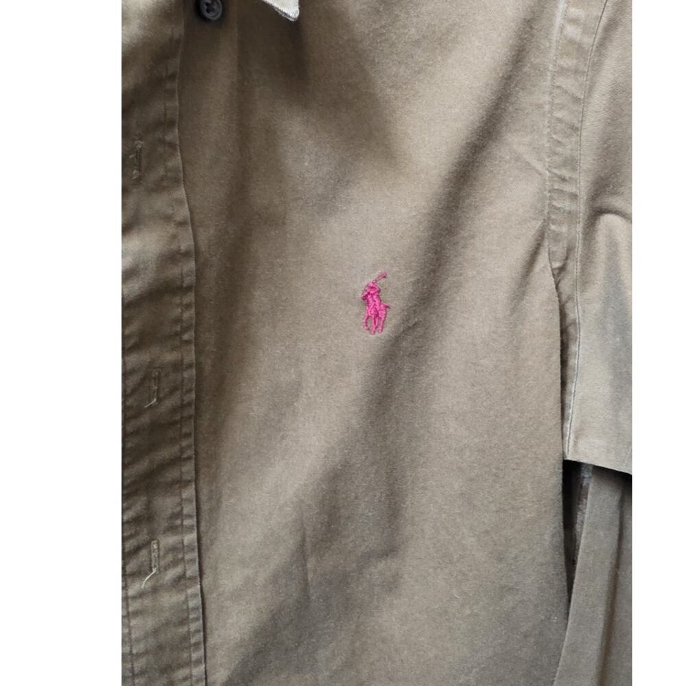 Ralph Lauren Brown Button Down Custom Fit Shirt Size Small Red Logo Preppy - Picture 4 of 4